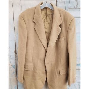 Tailors Row By Deansgate Men's Long Sleeve Two Button Tan Camel Hair Blazer Size